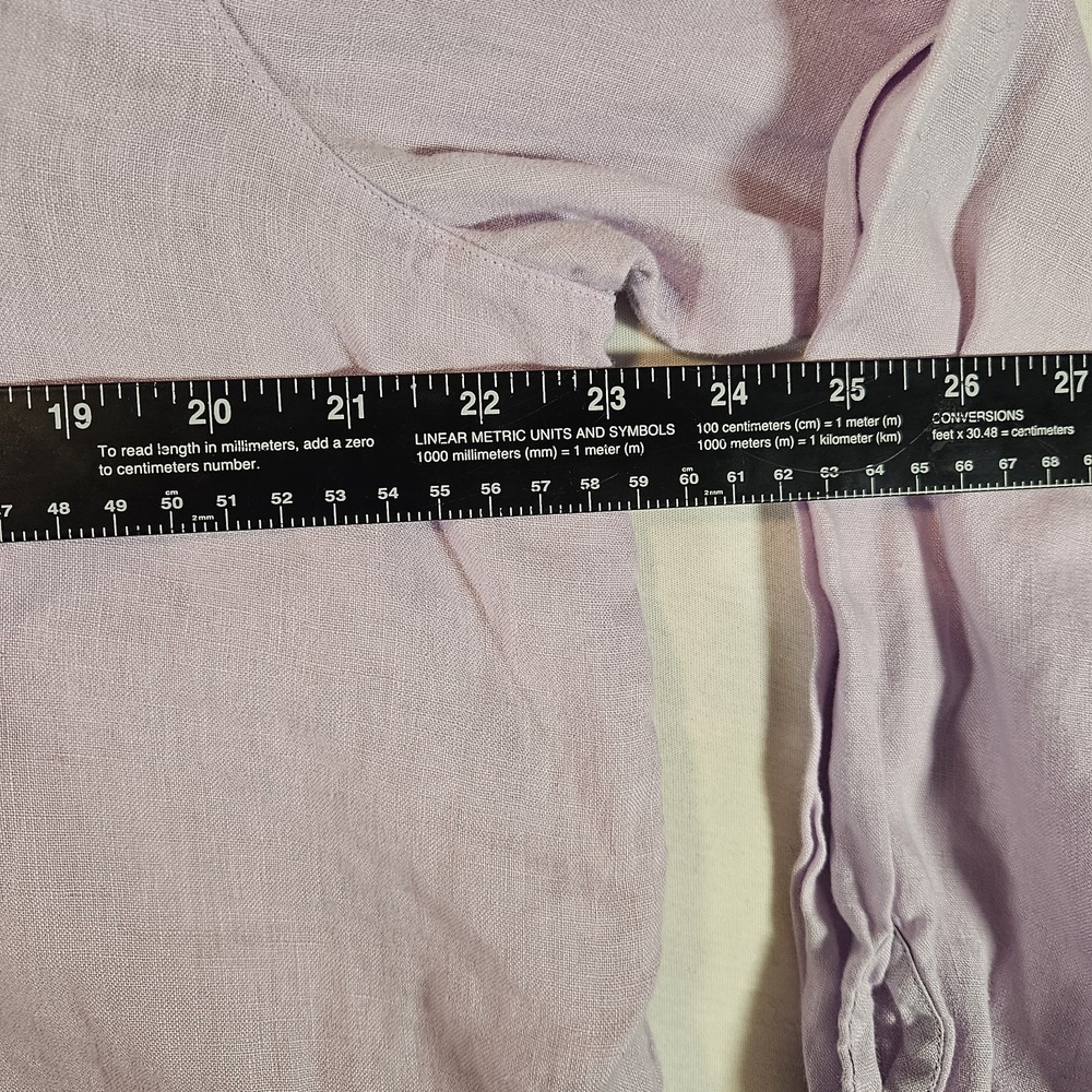 J Jill Blouse Love Linen Button Down Lagenlook Womens Large Petite Lavender - Picture 7 of 7